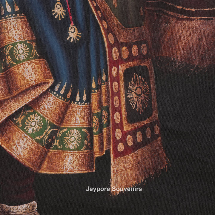 Handcrafted Traditional Rajasthani Woman Canvas Painting With Royal Attire