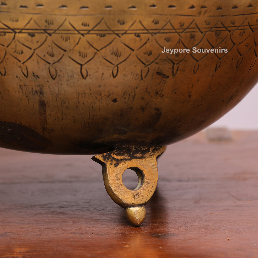 Handcrafted Vintage Brass Peacock Handle Pot