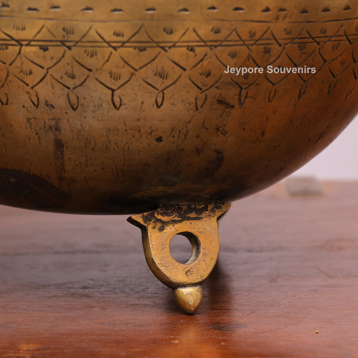 Handcrafted Vintage Brass Peacock Handle Pot