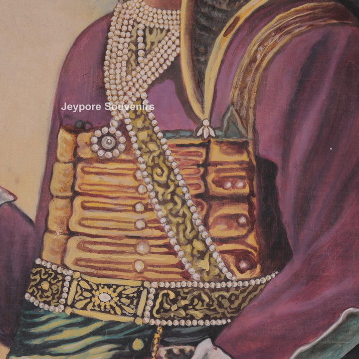 Maharana Pratap Standing Canvas Painting with Spear and Sword