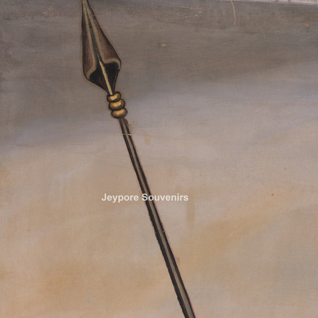 Maharana Pratap Standing Canvas Painting with Spear and Sword