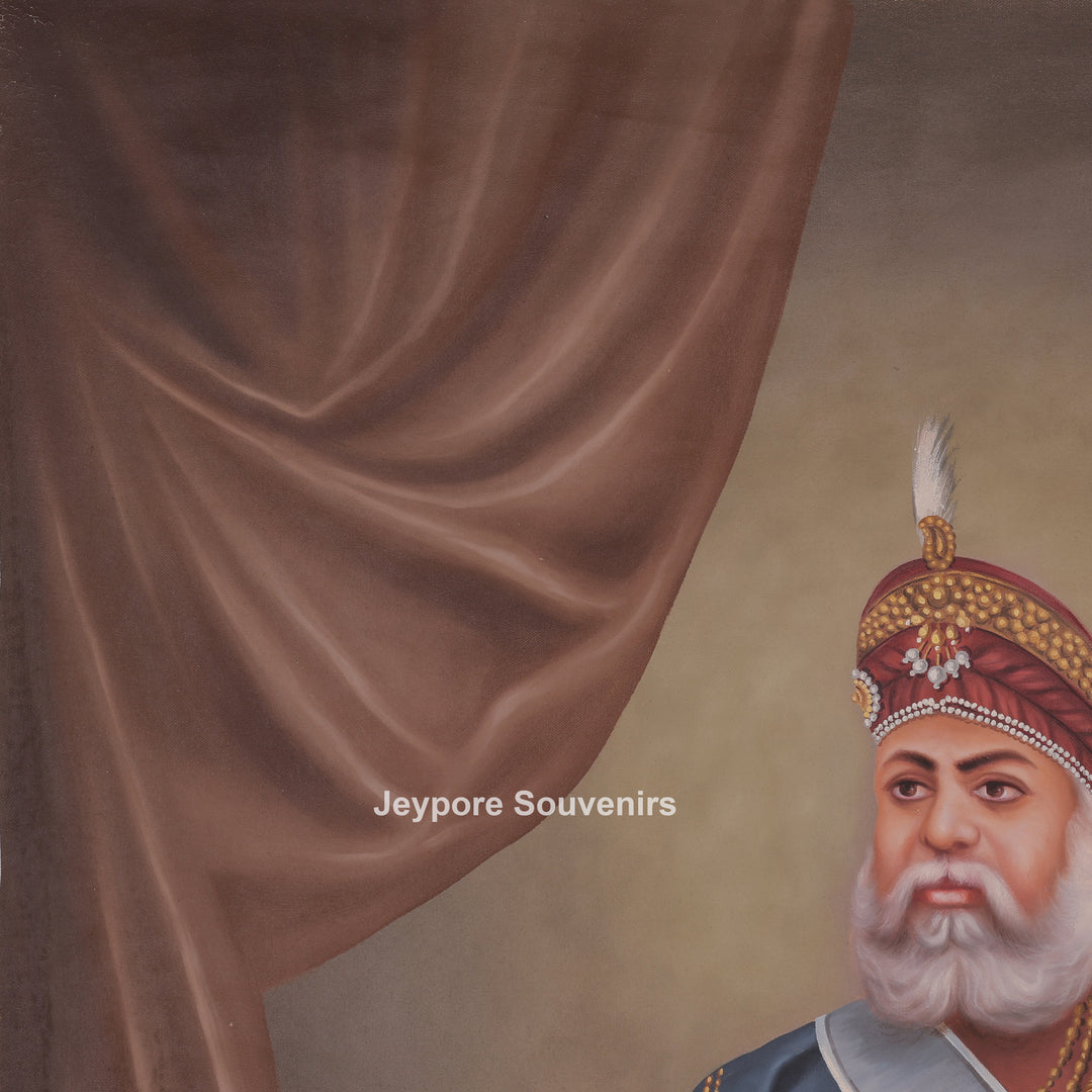Maharaja Dahir Sen Hand-Painted Canvas Painting with Sword
