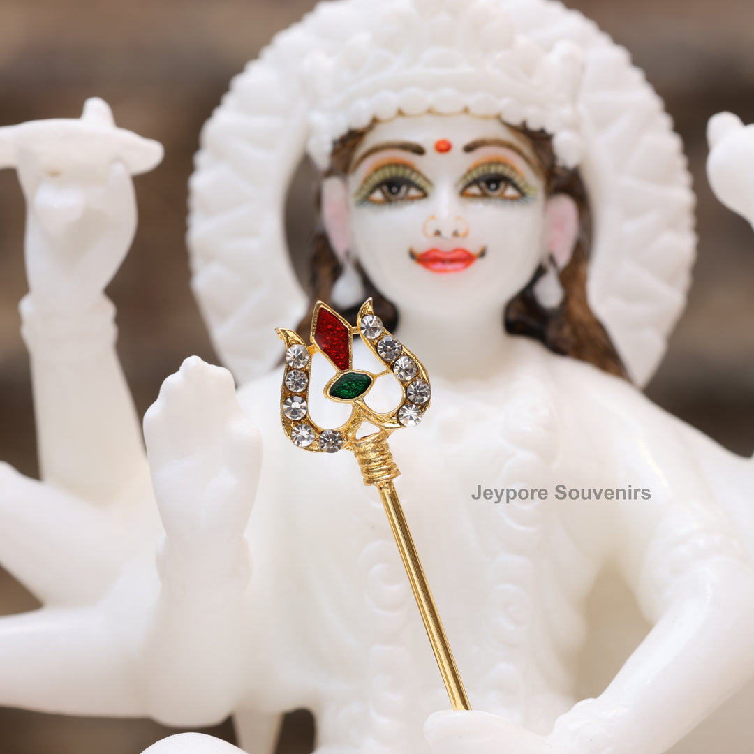 9" Pure White Marble Maa Durga Statue on Lion