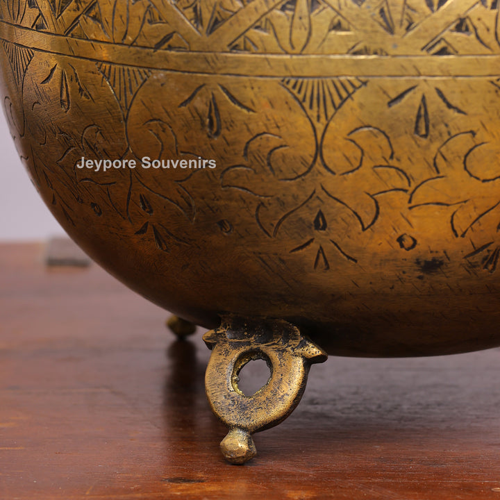 Brass Peacock Handle Decorative Pot for Luxury Home Décor