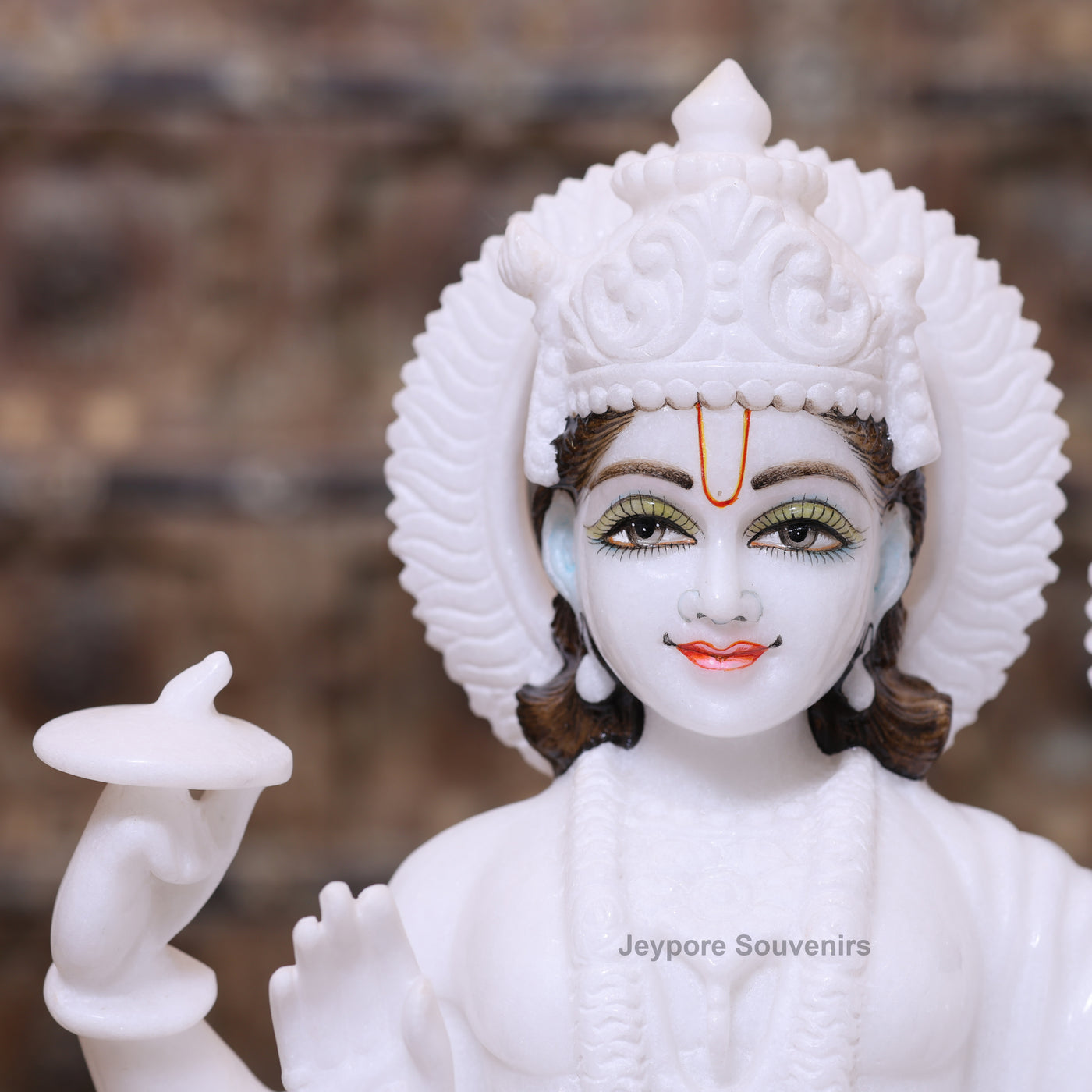 18" Pure White Marble Handcrafted Lakshmi-Narayan Seated Idol Set