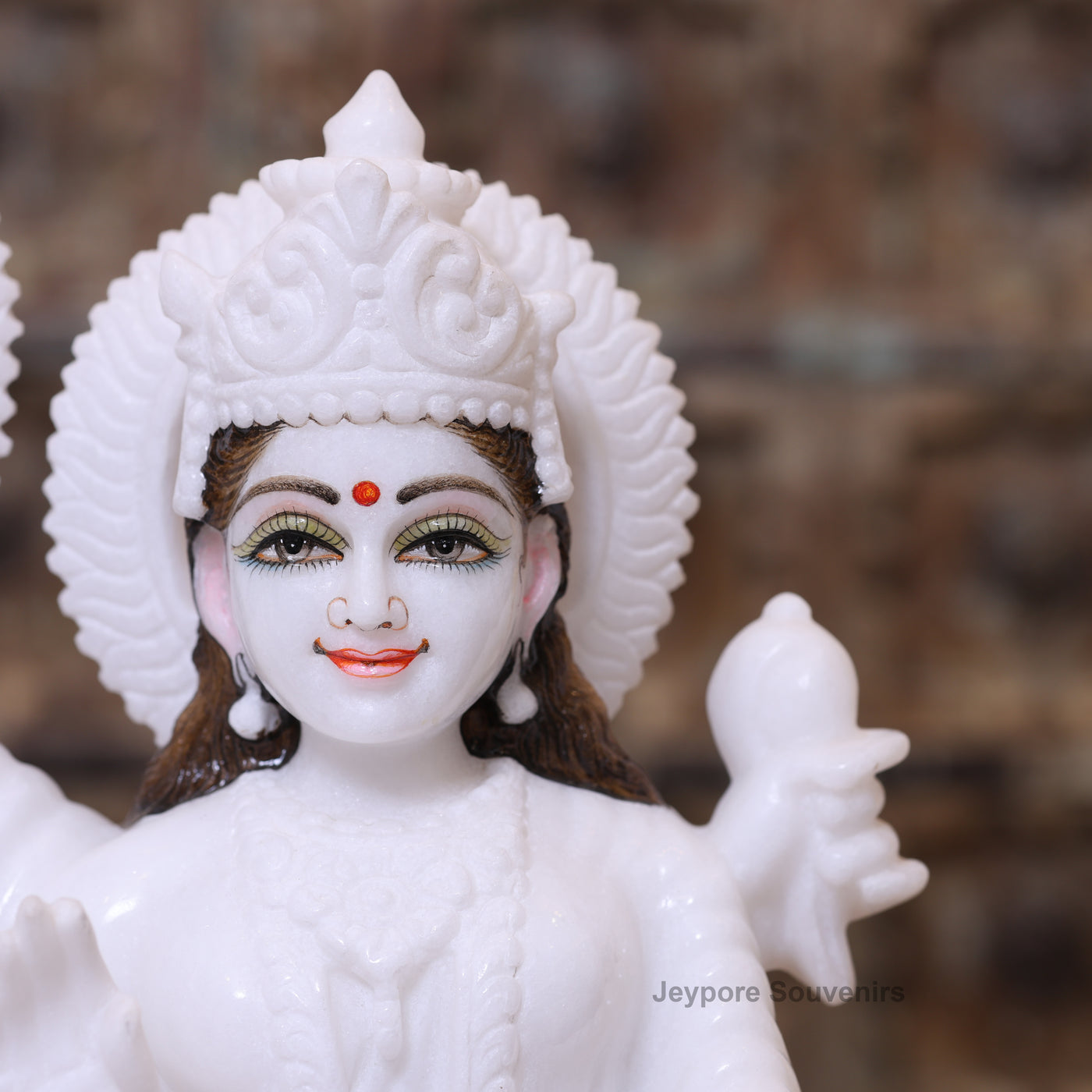 18" Pure White Marble Handcrafted Lakshmi-Narayan Seated Idol Set