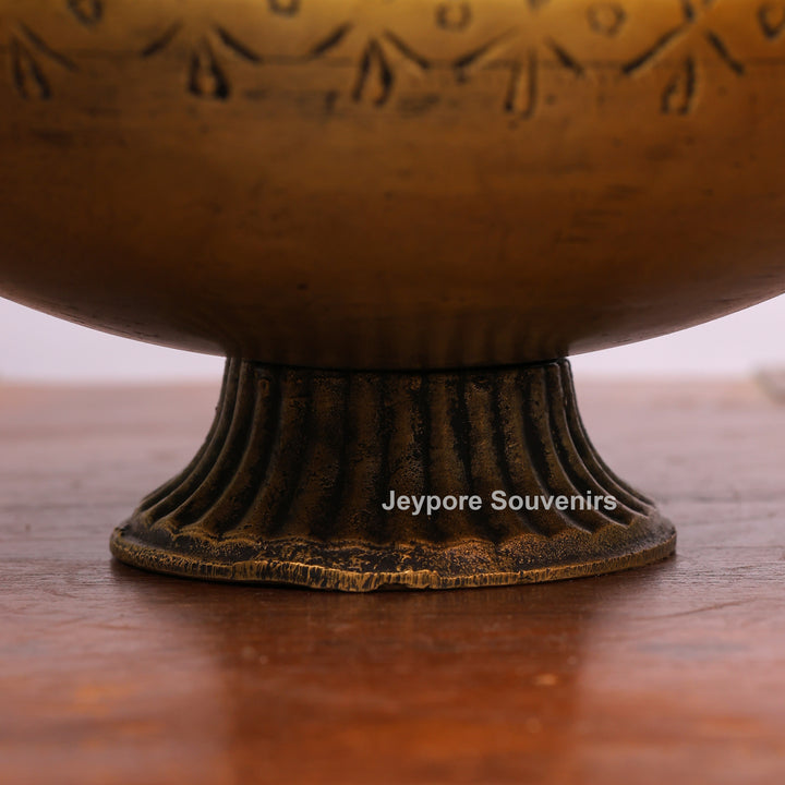 Handcrafted Brass Peacock Handle Decorative Planter – for Home Decor