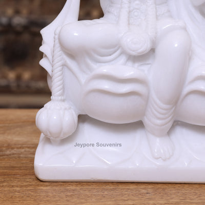 18" Pure White Marble Handcrafted Lakshmi-Narayan Seated Idol Set