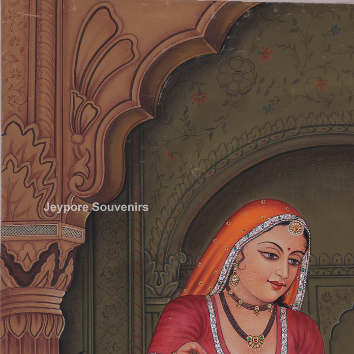 Shringara of the Princess – Royal Rajasthani Miniature Canvas Painting