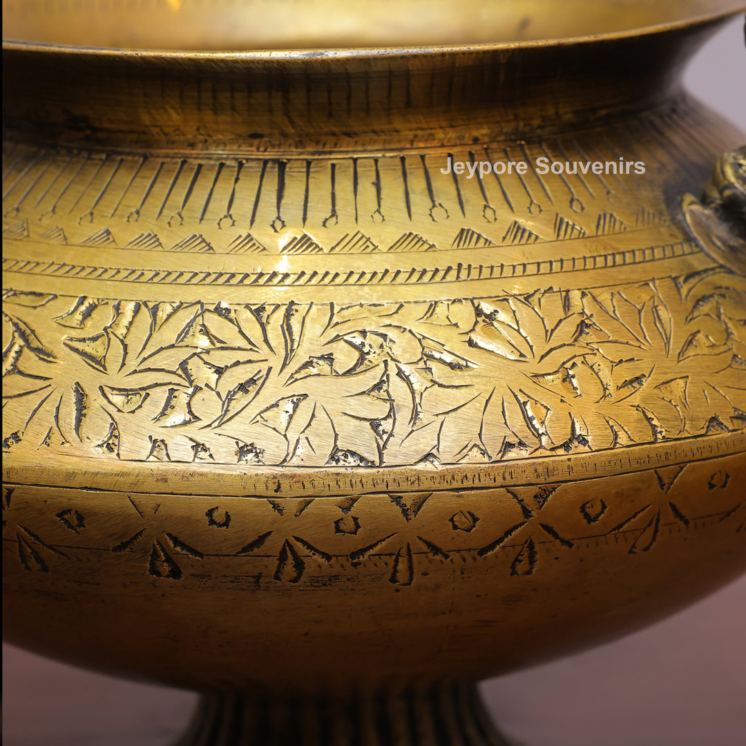 Handcrafted Brass Peacock Handle Decorative Planter – for Home Decor