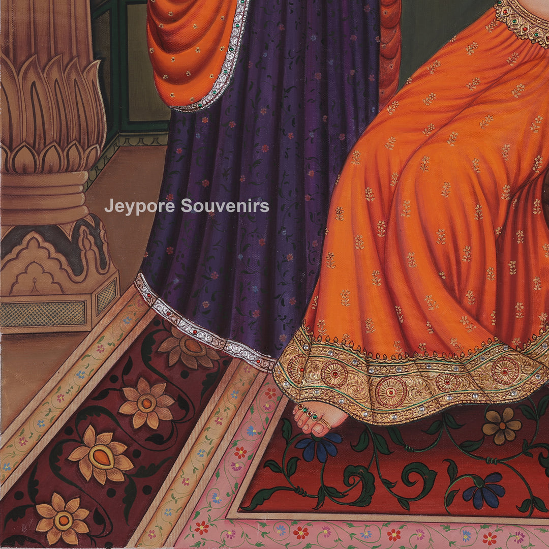 Shringara of the Princess – Royal Rajasthani Miniature Canvas Painting
