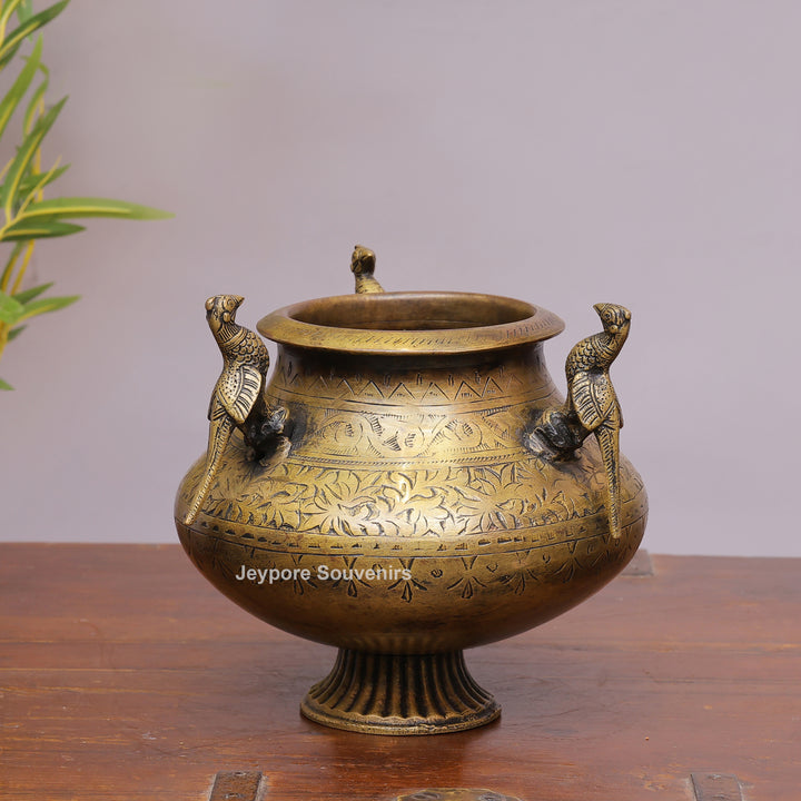 Traditional Engraved Brass Decorative Planter for Luxury Home Décor