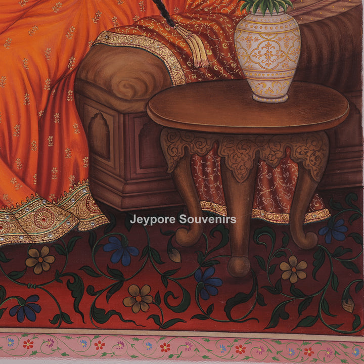 Shringara of the Princess – Royal Rajasthani Miniature Canvas Painting