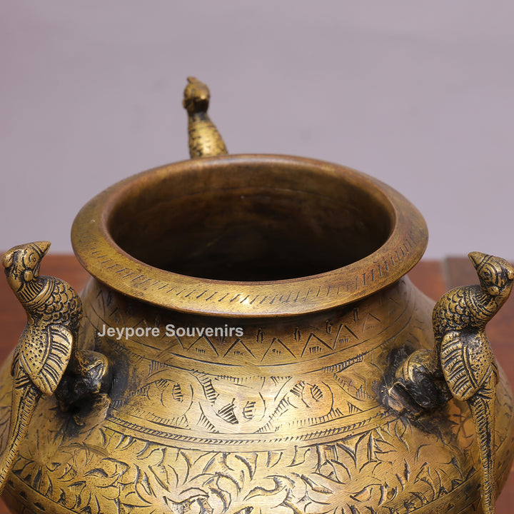 Traditional Engraved Brass Decorative Planter for Luxury Home Décor