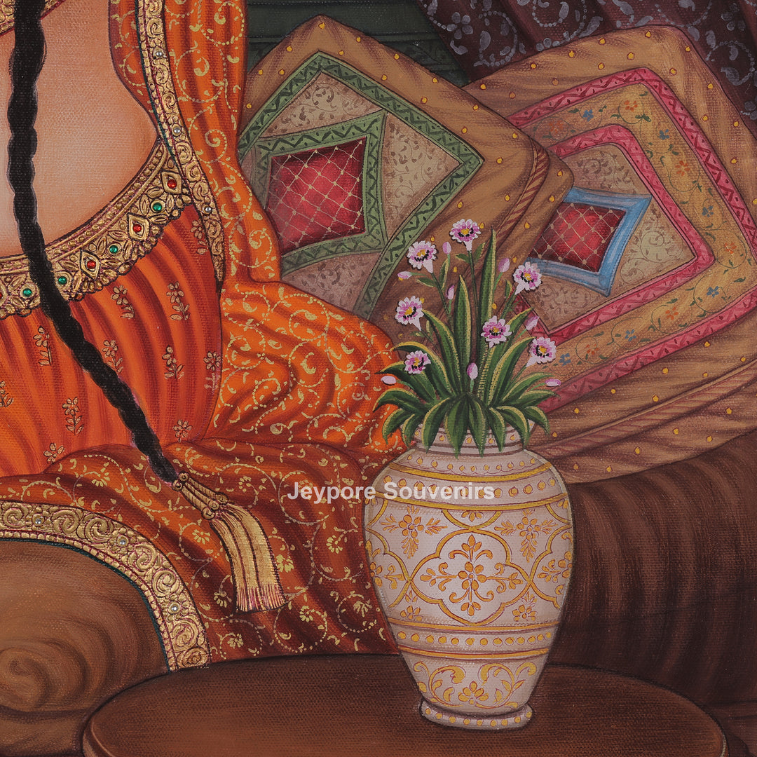 Shringara of the Princess – Royal Rajasthani Miniature Canvas Painting