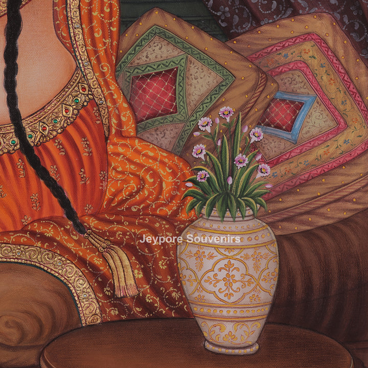 Shringara of the Princess – Royal Rajasthani Miniature Canvas Painting