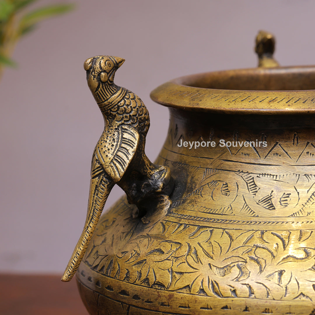 Traditional Engraved Brass Decorative Planter for Luxury Home Décor