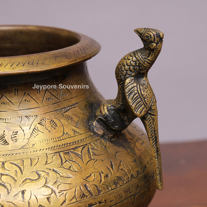 Traditional Engraved Brass Decorative Planter for Luxury Home Décor