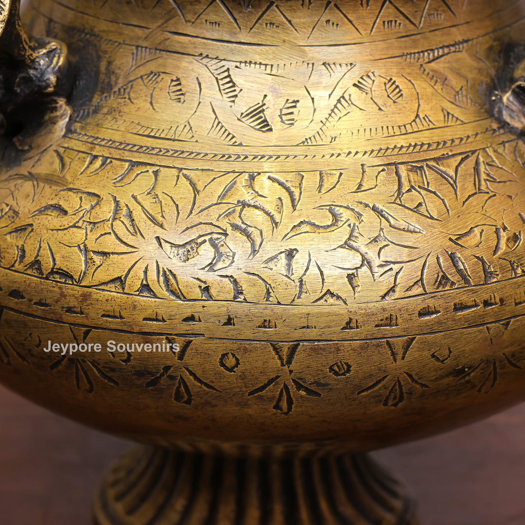 Traditional Engraved Brass Decorative Planter for Luxury Home Décor