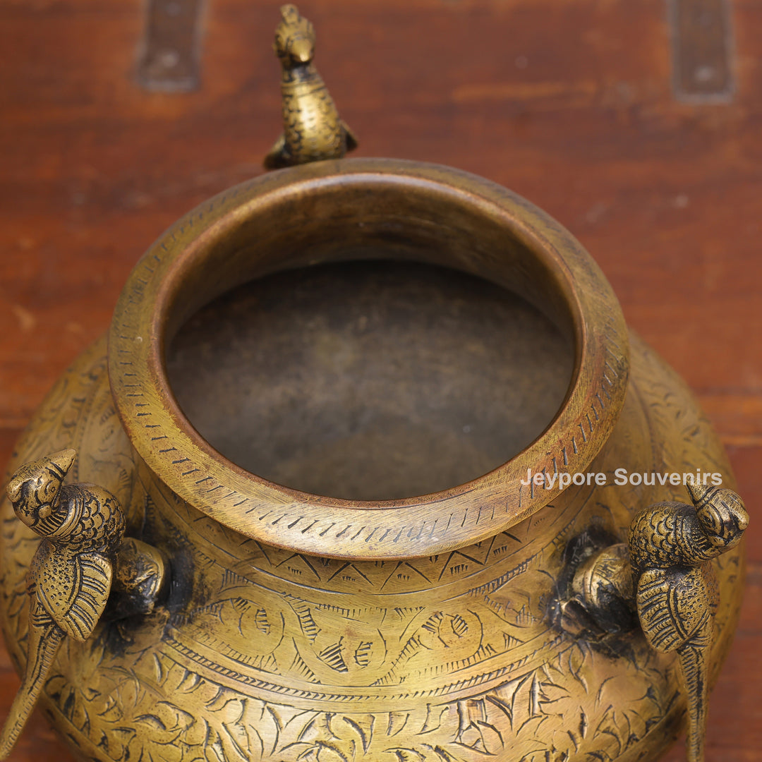 Traditional Engraved Brass Decorative Planter for Luxury Home Décor