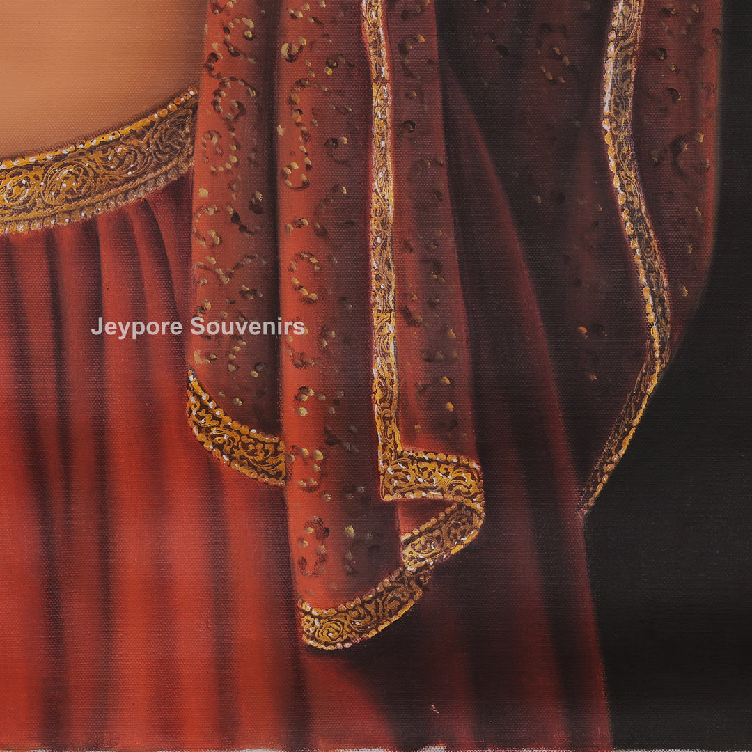 Rajasthani Woman Adorning Herself Hand-Painted Canvas Painting