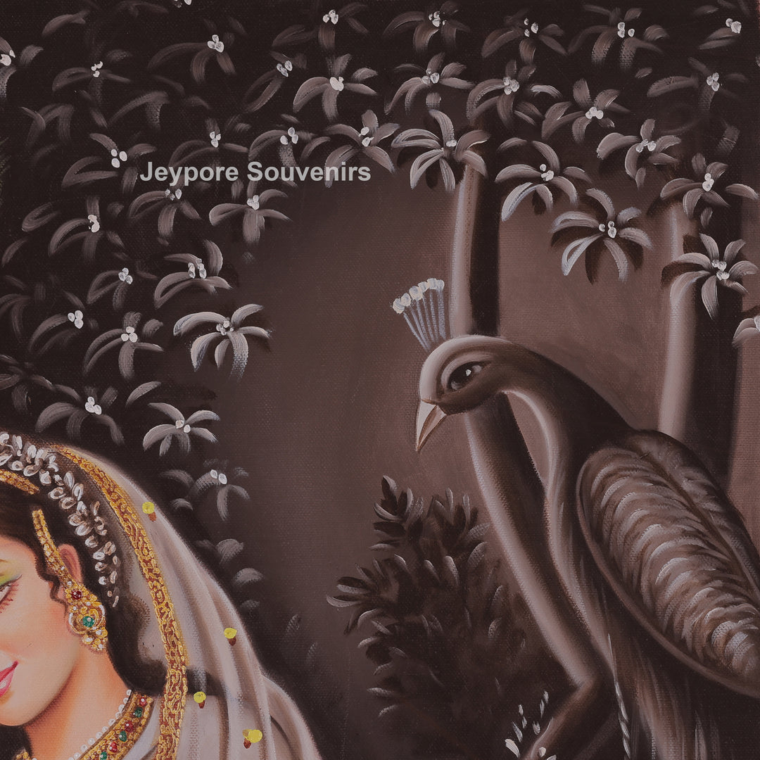 Krishna Flute With Radha in a Loving Moment - Painting