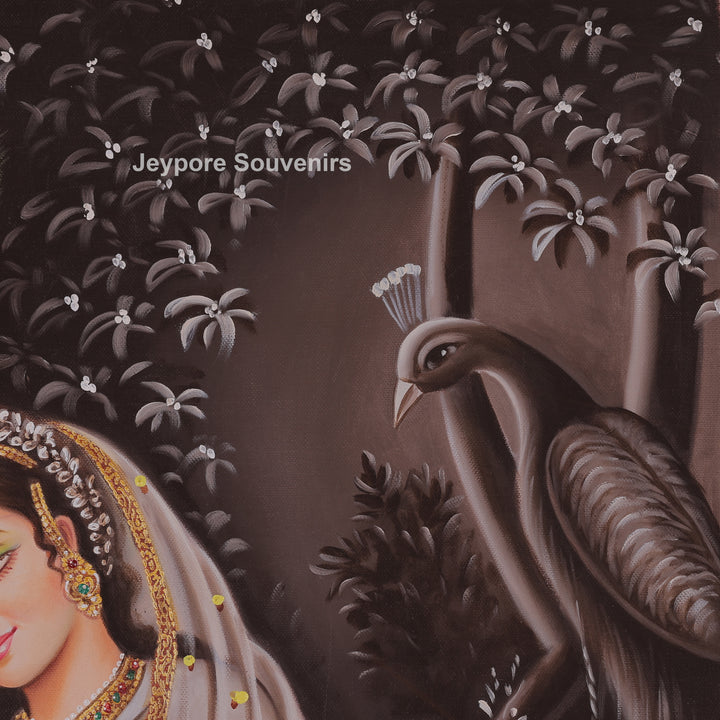 Krishna Flute With Radha in a Loving Moment - Painting