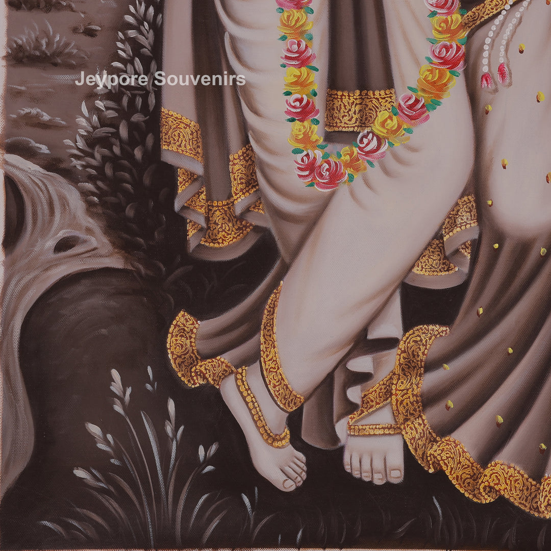 Krishna Flute With Radha in a Loving Moment - Painting