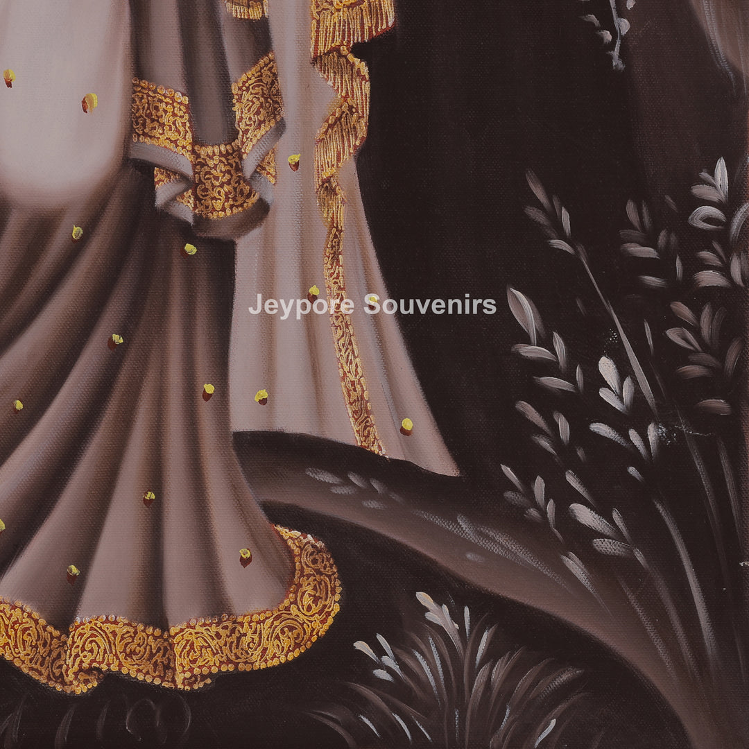 Krishna Flute With Radha in a Loving Moment - Painting