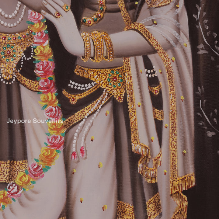 Krishna Flute With Radha in a Loving Moment - Painting