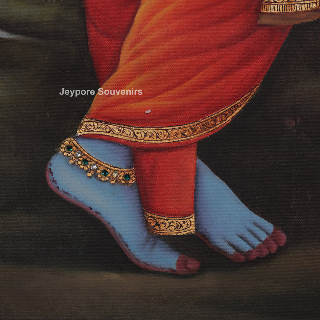 Lord Krishna Standing Canvas Painting With Tree by the River