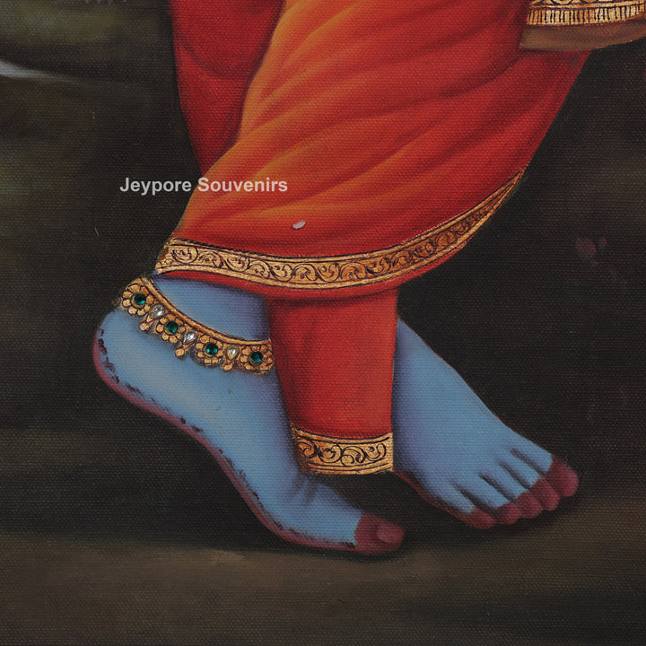 Lord Krishna Standing Canvas Painting With Tree by the River