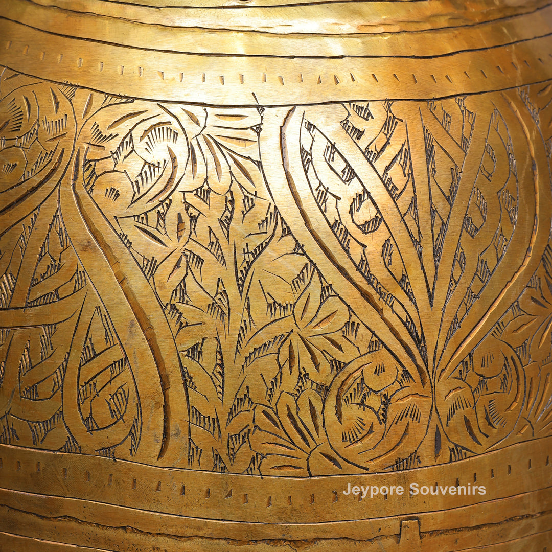 Handcrafted Antique Brass Planter Pot with Ring Handles