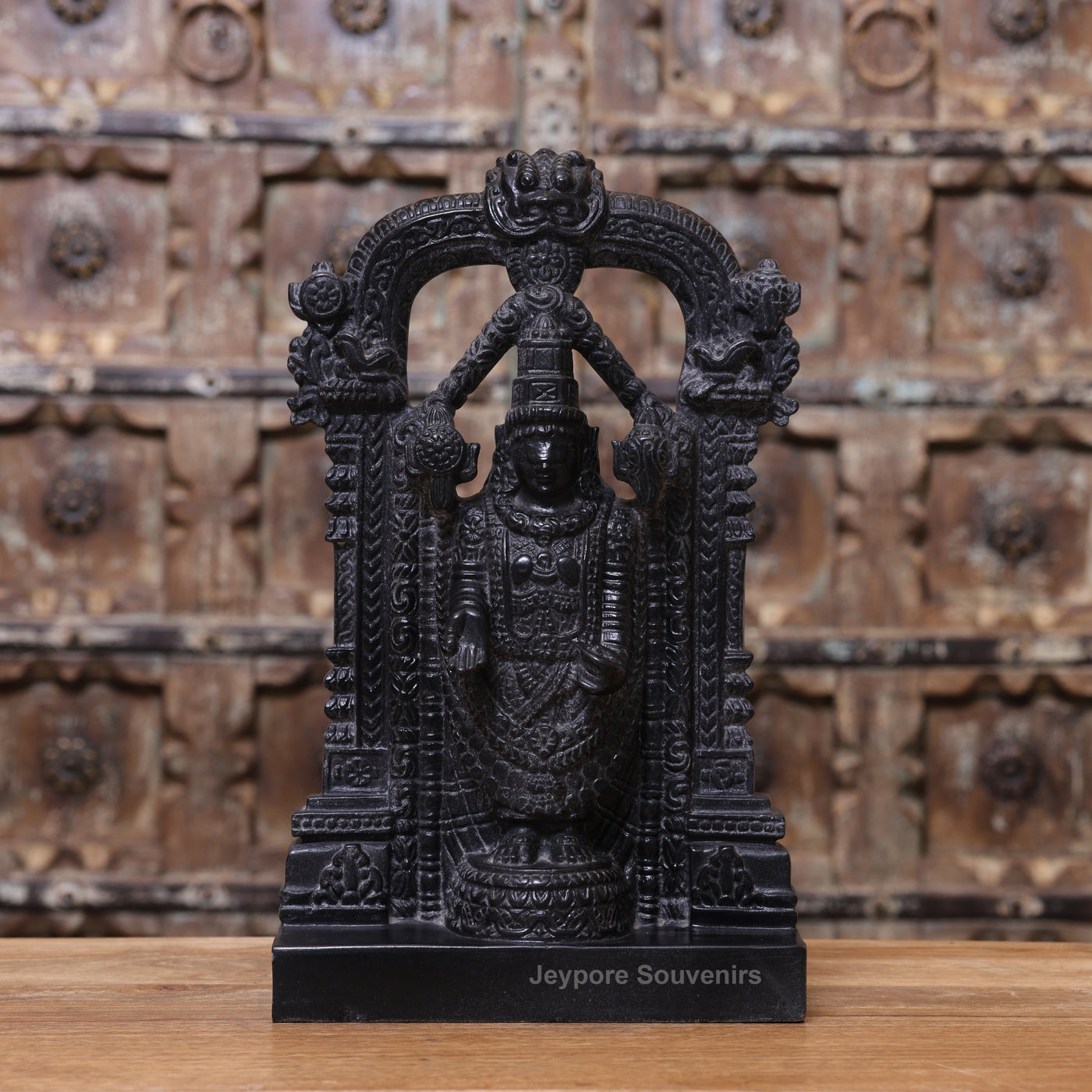 15" Black Marble Tirupati Balaji Idol | Lord Venkateswara Statue
