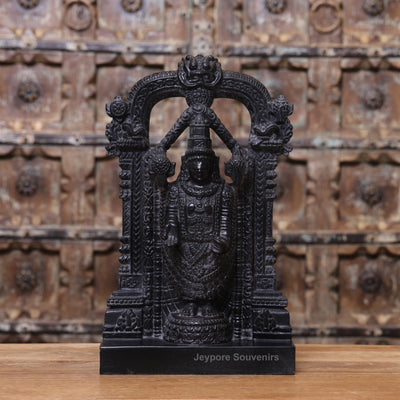 15" Black Marble Tirupati Balaji Idol | Lord Venkateswara Statue