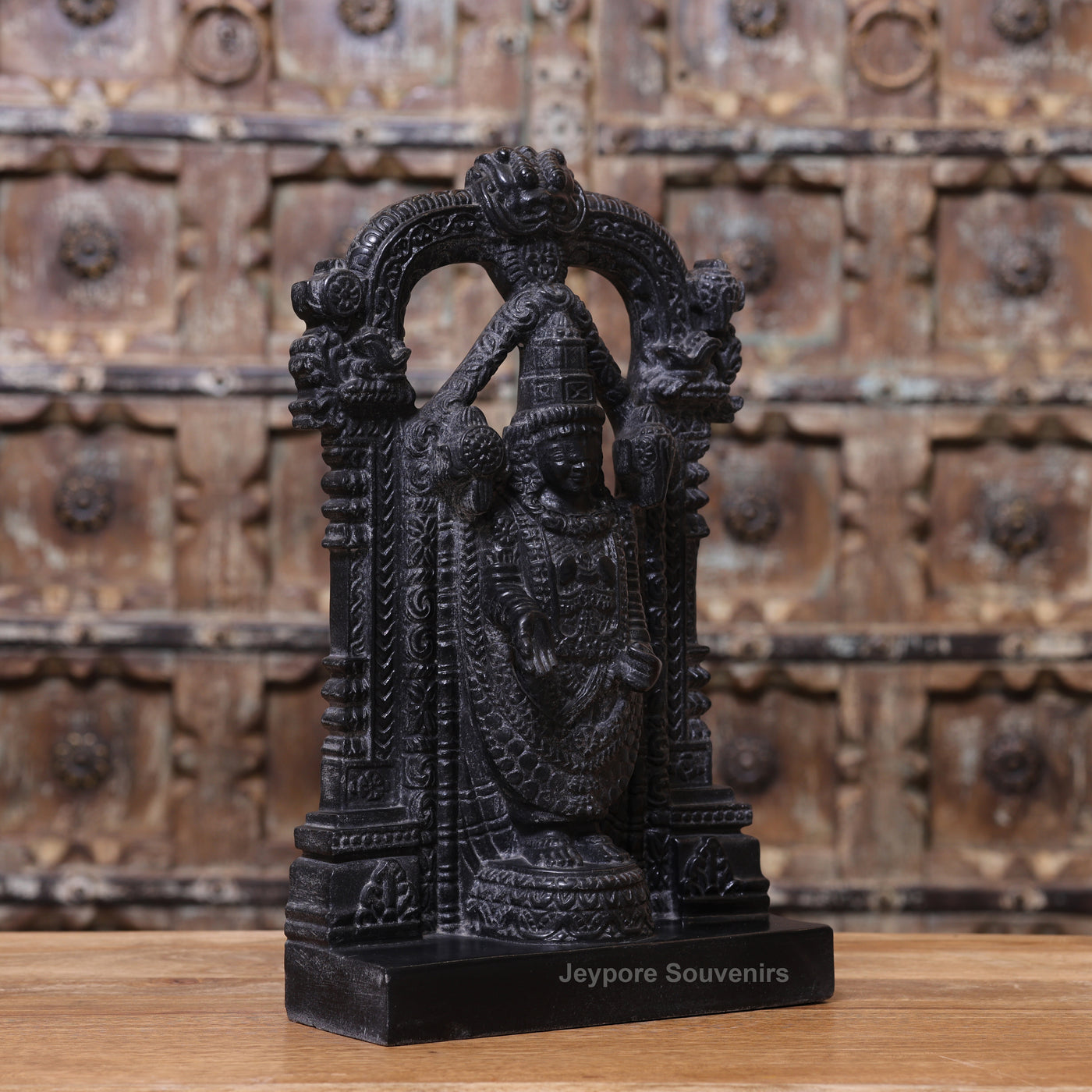 15" Black Marble Tirupati Balaji Idol | Lord Venkateswara Statue