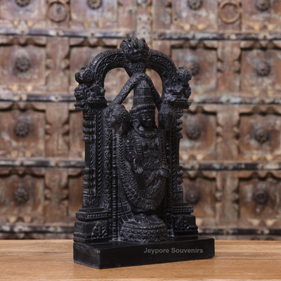 15" Black Marble Tirupati Balaji Idol | Lord Venkateswara Statue