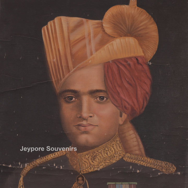 Man Wearing Royal Indian Attire Cloth - Canvas Painting