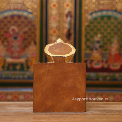 7" Handcrafted Marble Nakoda Bhairavnath Idol With Real Gold Leaf Work