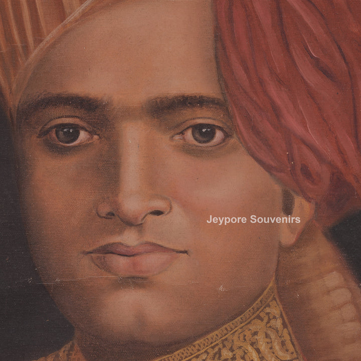 Man Wearing Royal Indian Attire Cloth - Canvas Painting
