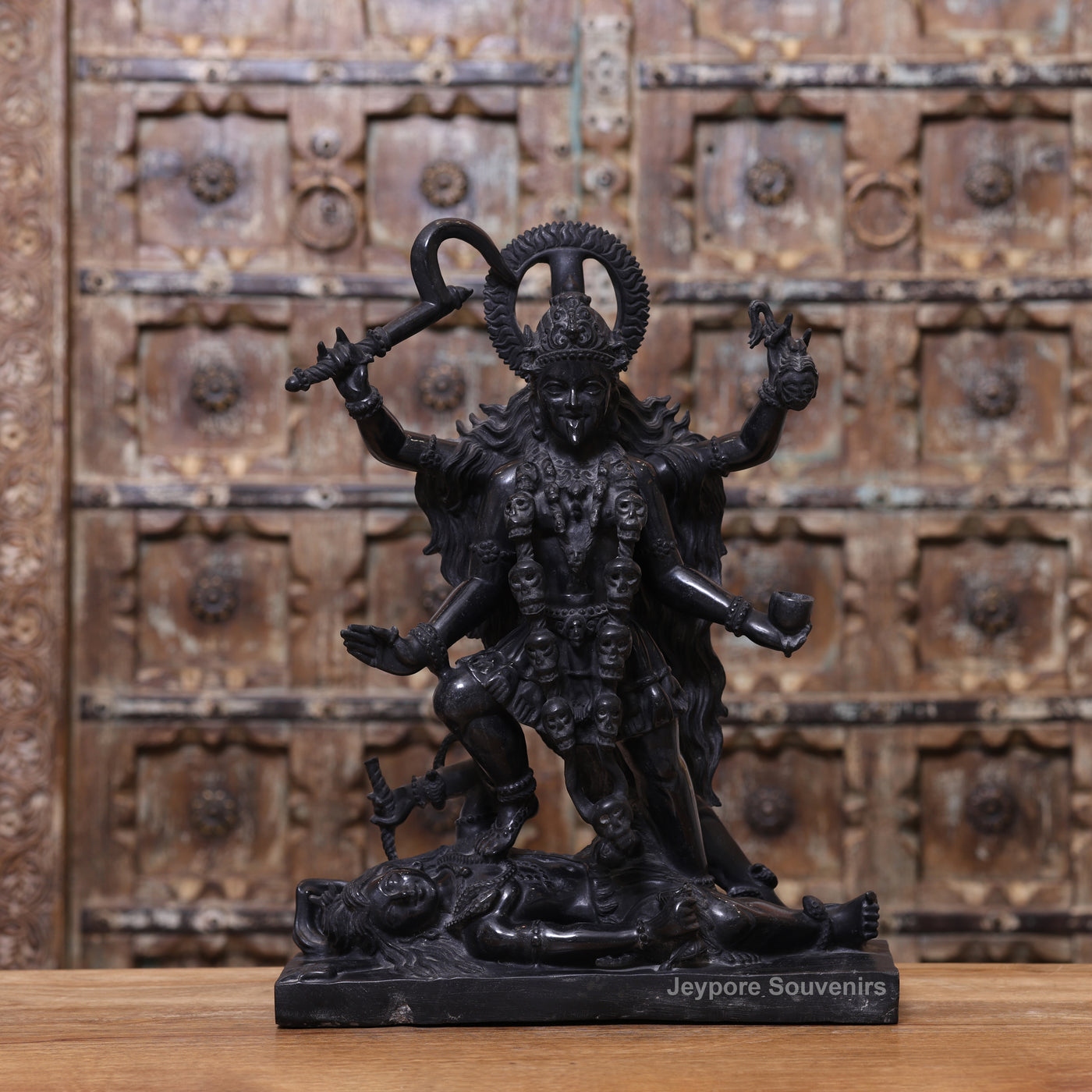 18" Black Marble Handcrafted Goddess Kali Idol