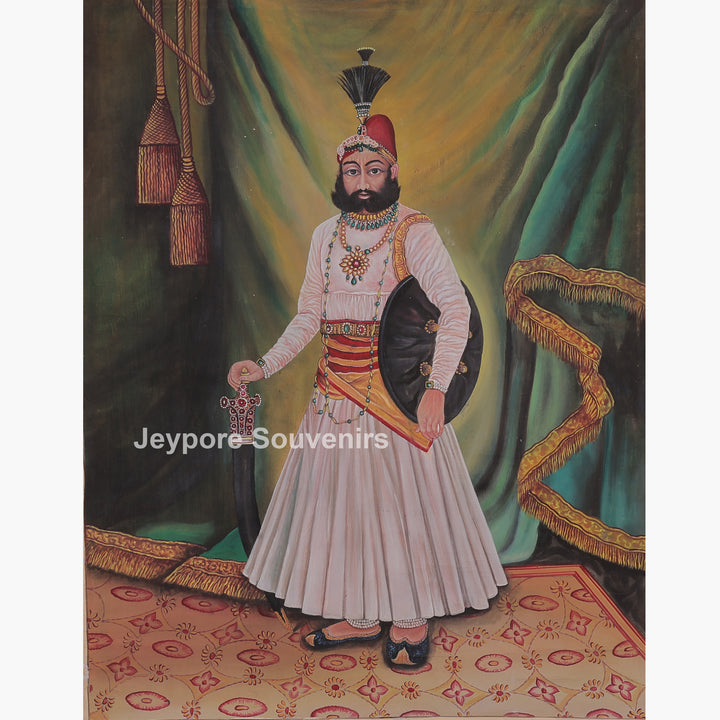 Royal Man Standing with Sword and Shield - Canvas Painting
