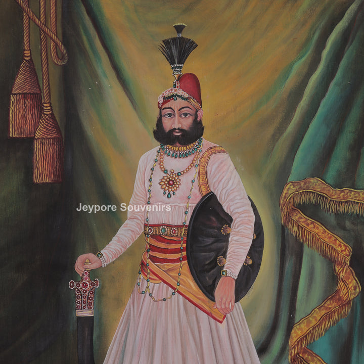 Royal Man Standing with Sword and Shield - Canvas Painting