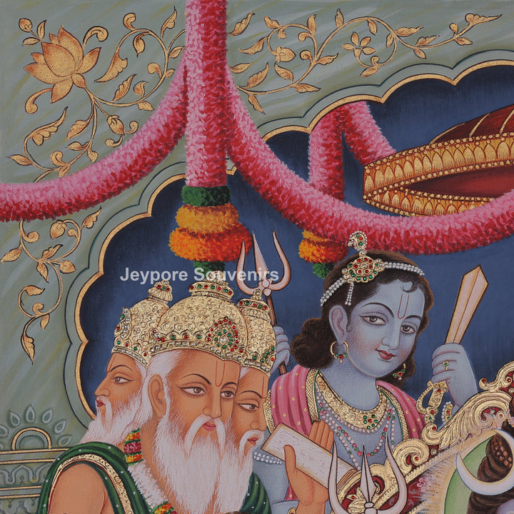 Shiv Darbar Canvas Painting | Handcrafted Divine Shiva Family Wall Art
