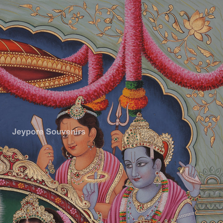 Shiv Darbar Canvas Painting | Handcrafted Divine Shiva Family Wall Art
