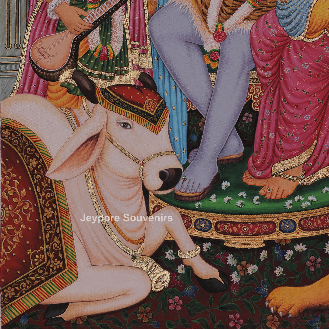 Shiv Darbar Canvas Painting | Handcrafted Divine Shiva Family Wall Art