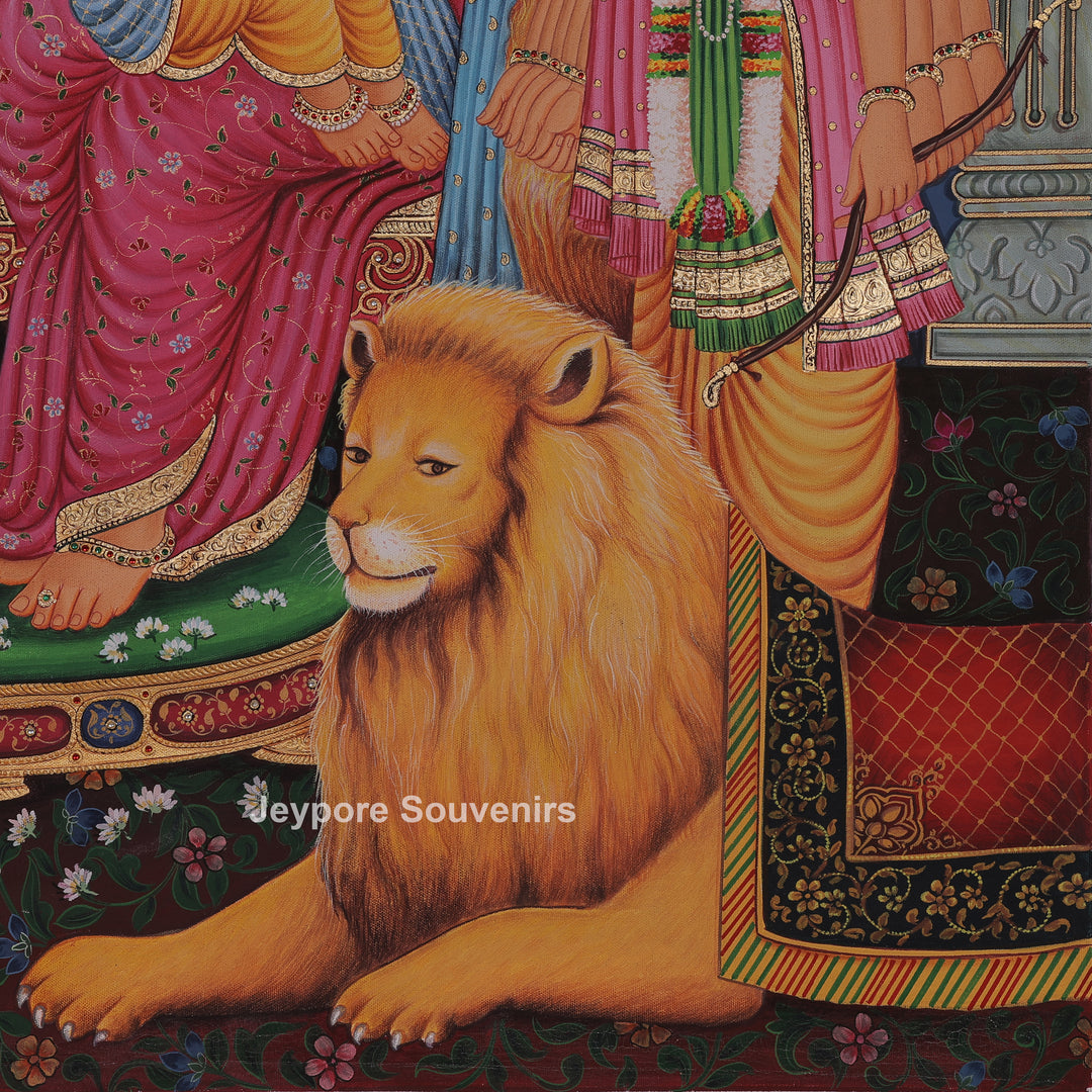 Shiv Darbar Canvas Painting | Handcrafted Divine Shiva Family Wall Art