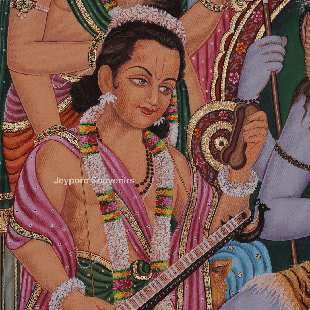 Shiv Darbar Canvas Painting | Handcrafted Divine Shiva Family Wall Art