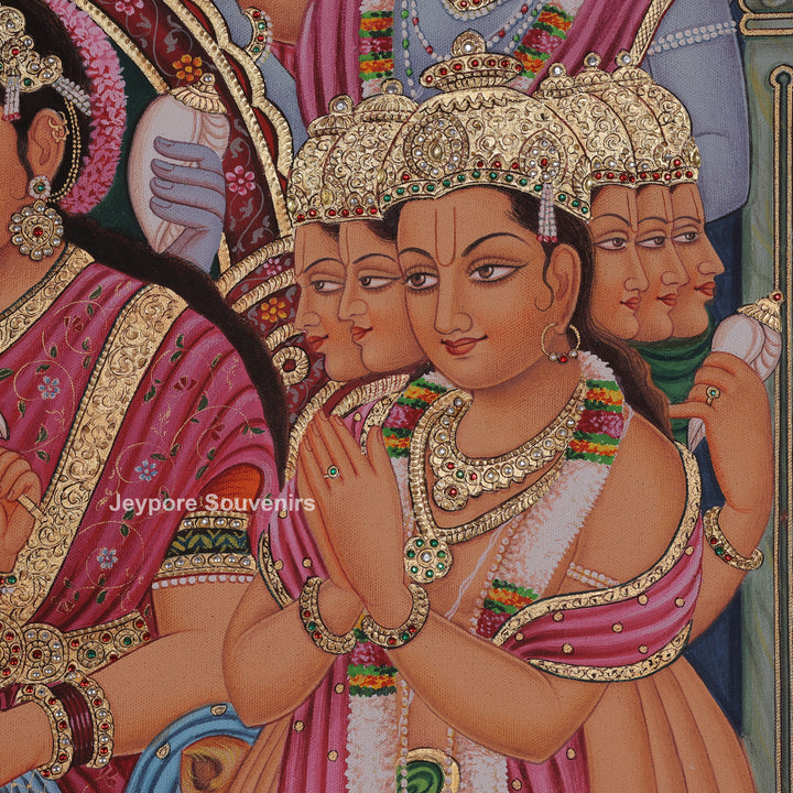 Shiv Darbar Canvas Painting | Handcrafted Divine Shiva Family Wall Art
