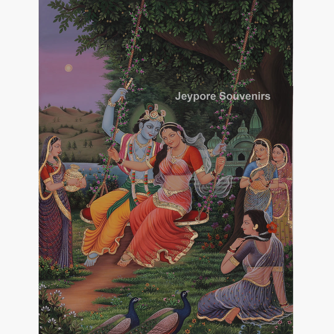 Radha Krishna Swing Moment - Painting